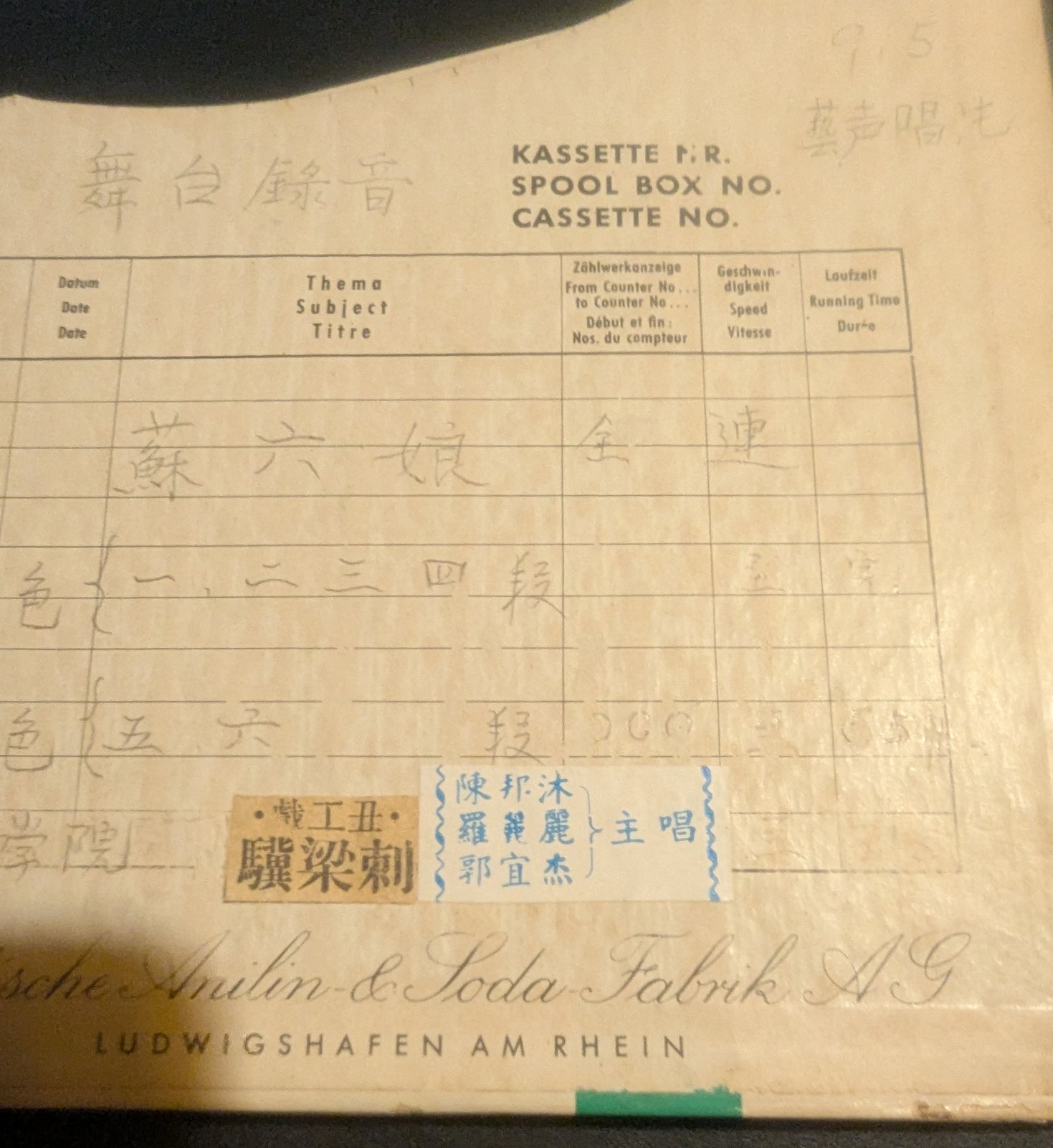 標籤卡細部 — 第14盤 Reel 14